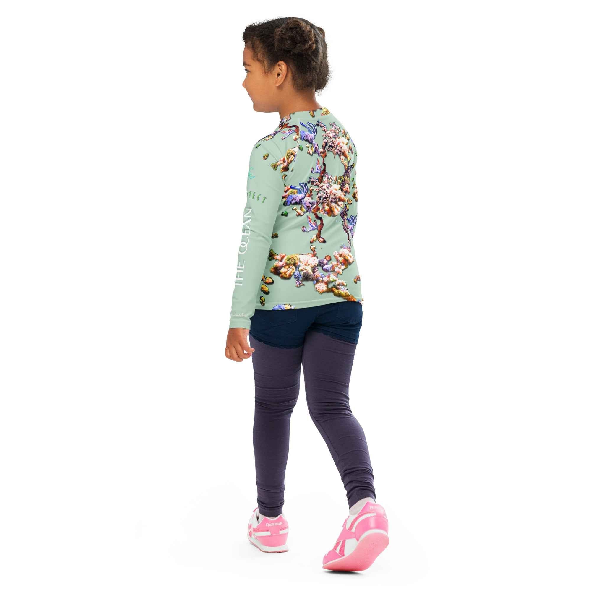 Kids Rash Guard UV Protect The Ocean Olive