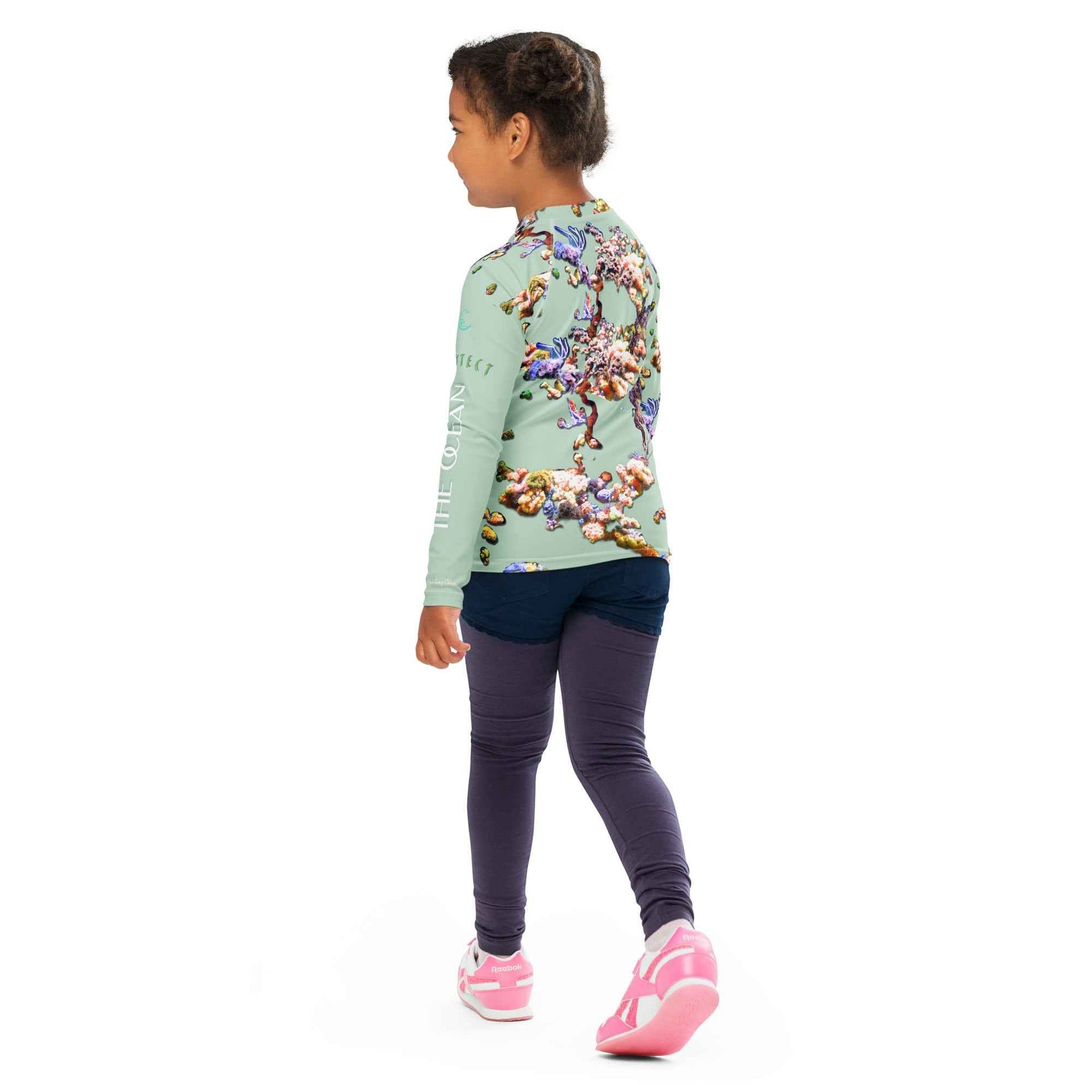 Kids Rash Guard UV Protect The Ocean Olive