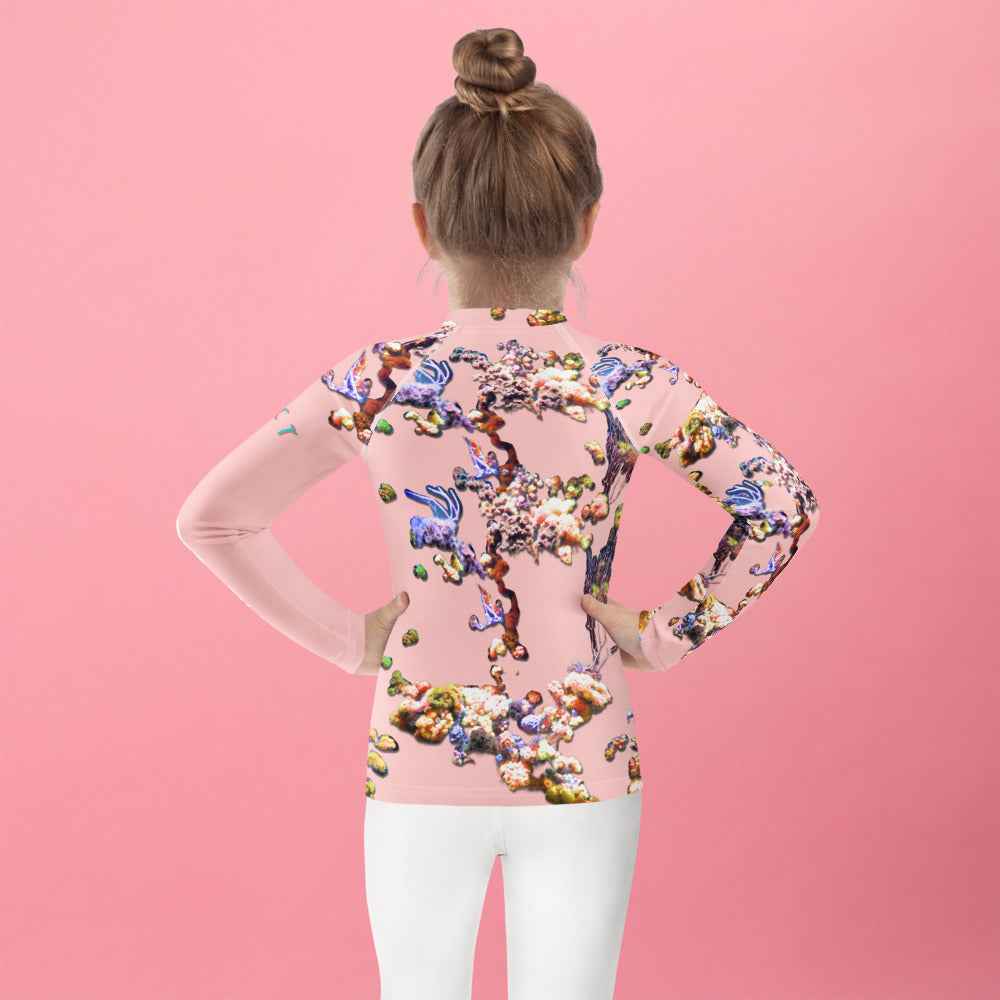 Kids Rash Guard UV Protect The Ocean Pink