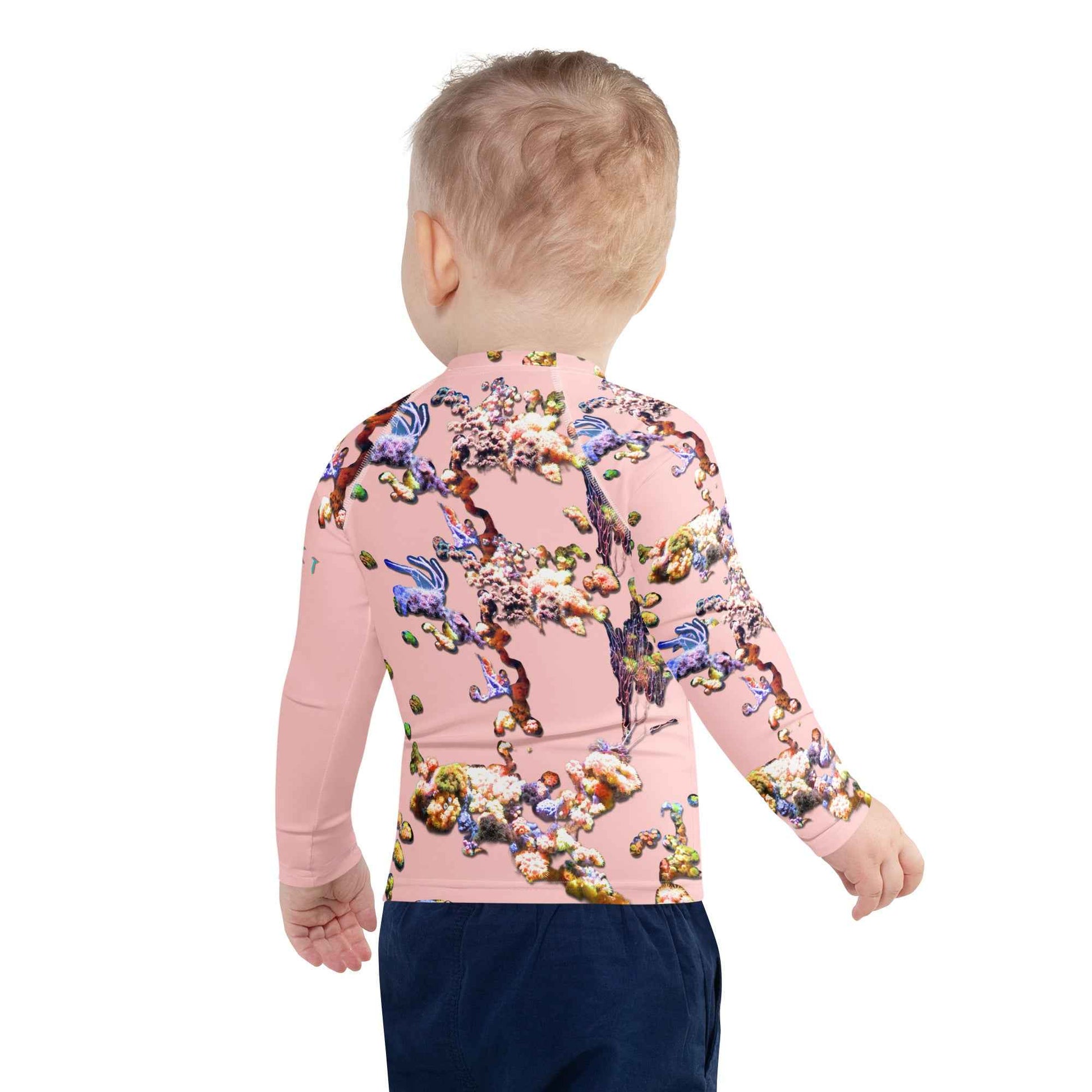 Kids Rash Guard UV Protect The Ocean Pink