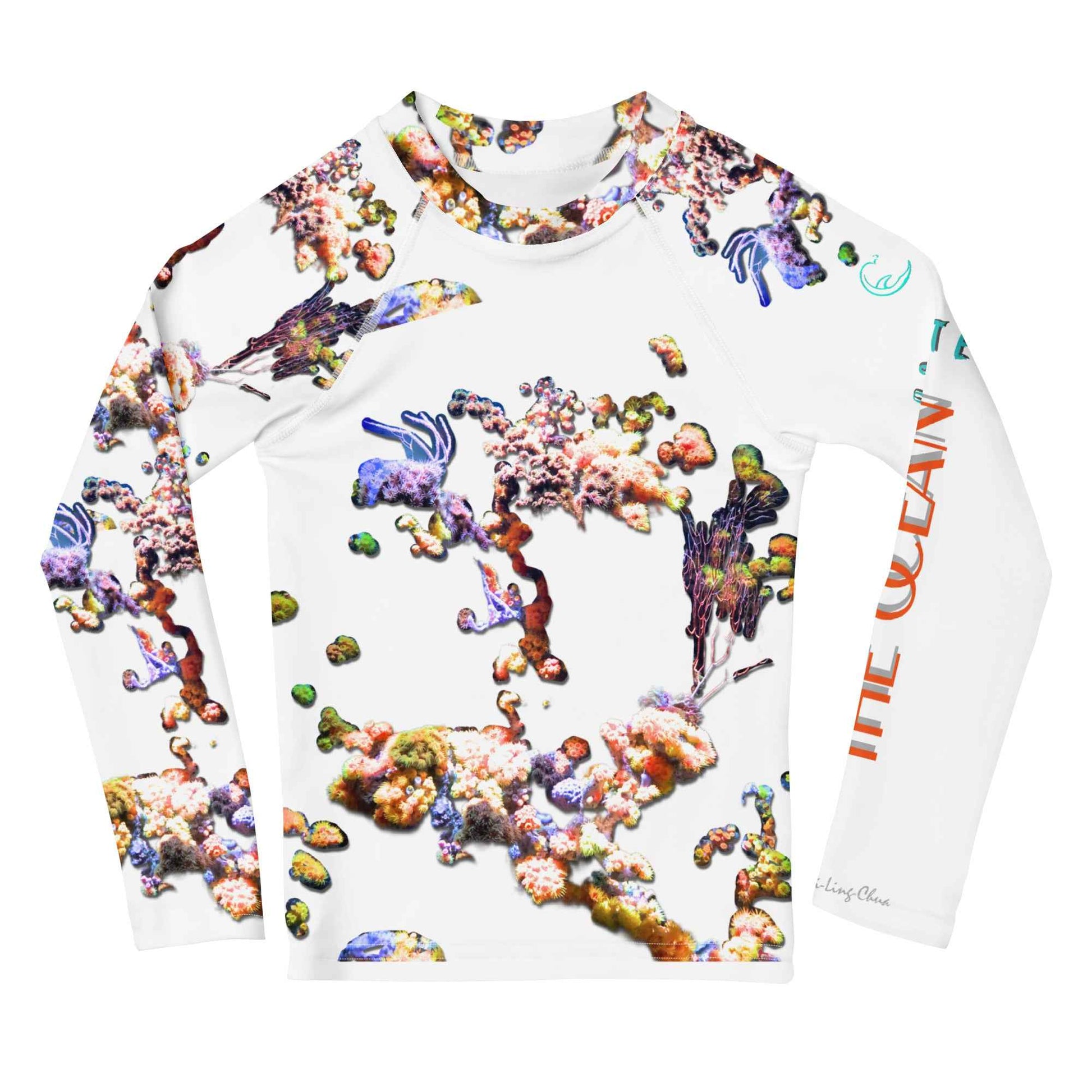 Kids Rash Guard UV Protect The Sea White