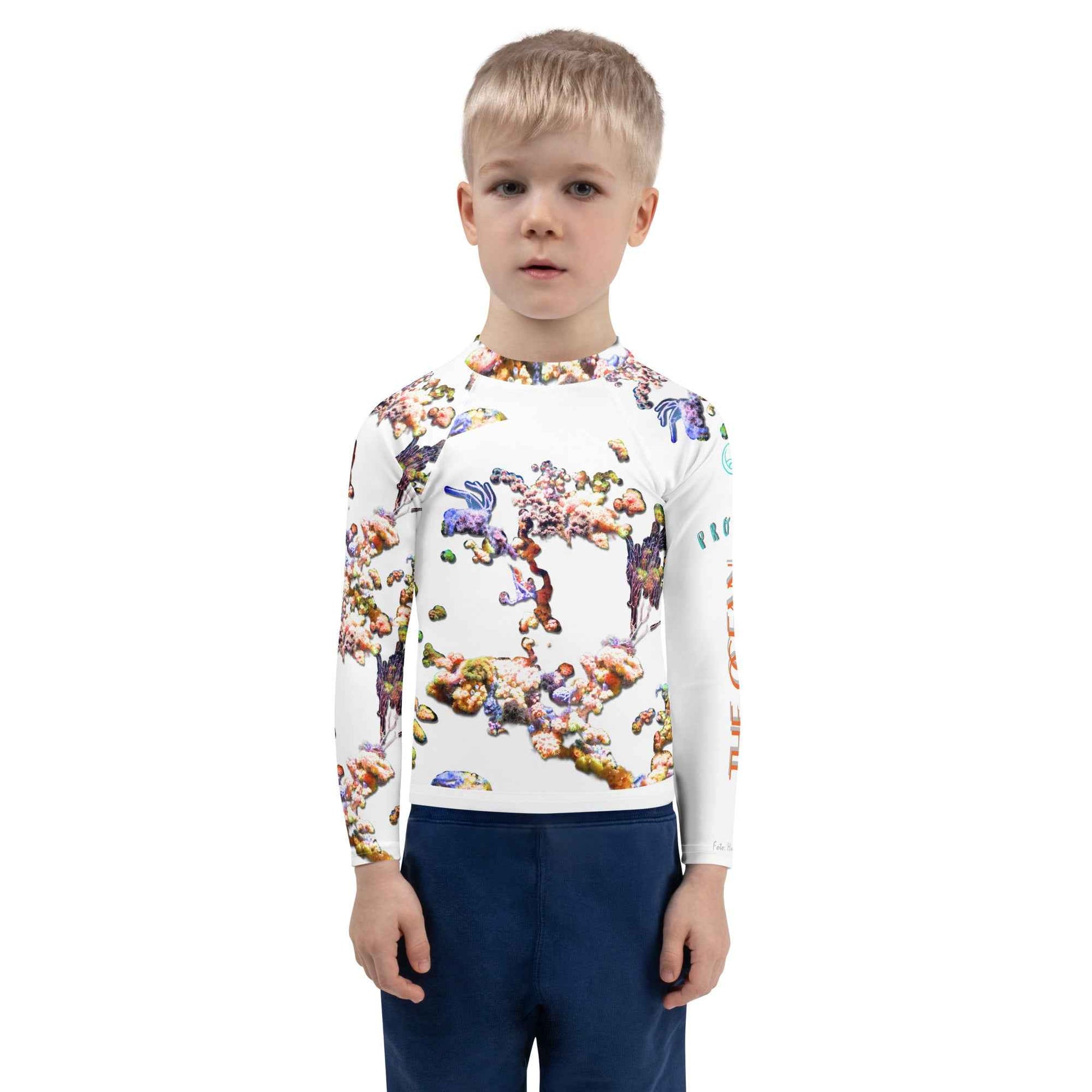 Kids Rash Guard UV Protect The Sea White