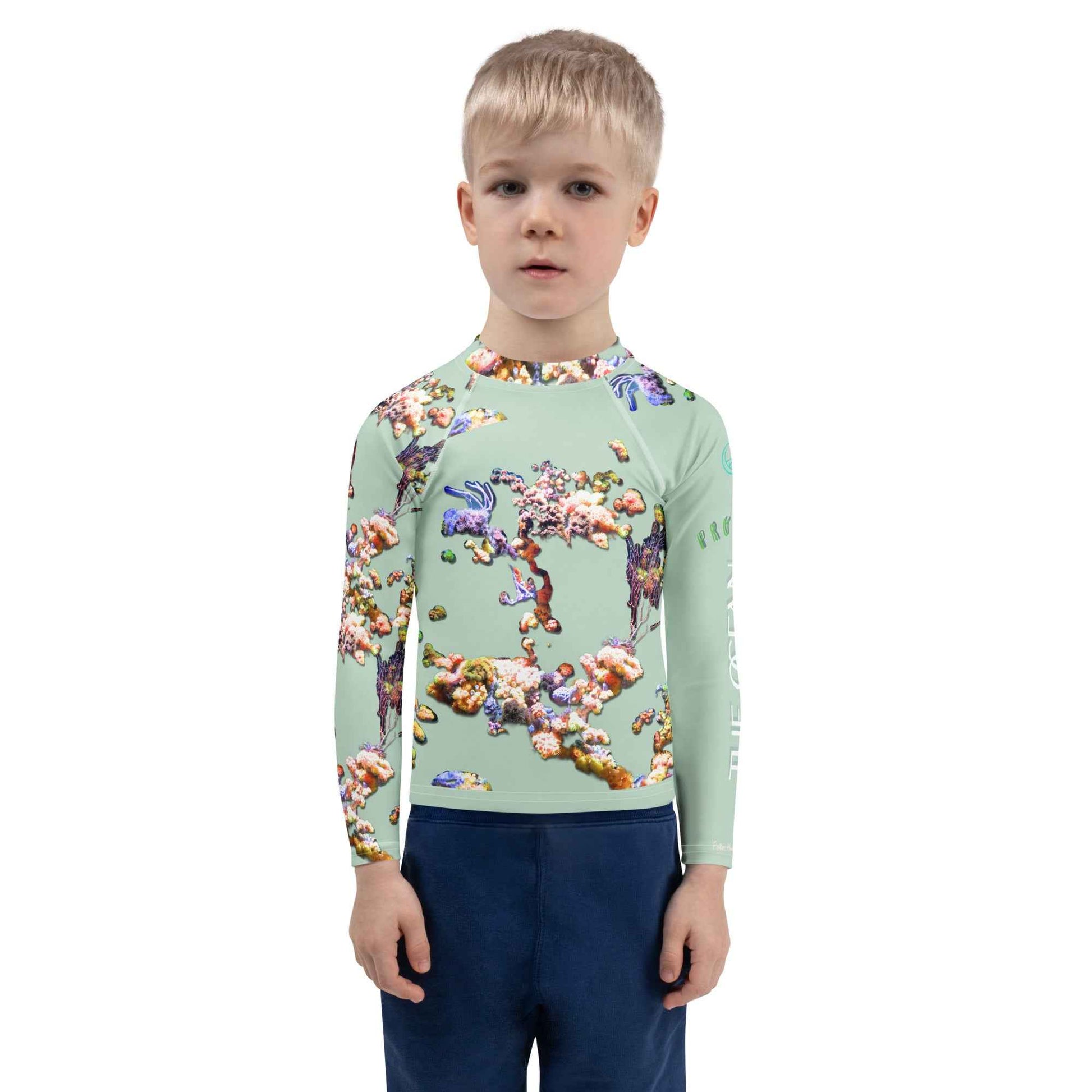 Kids Rash Guard UV Protect The Ocean Olive