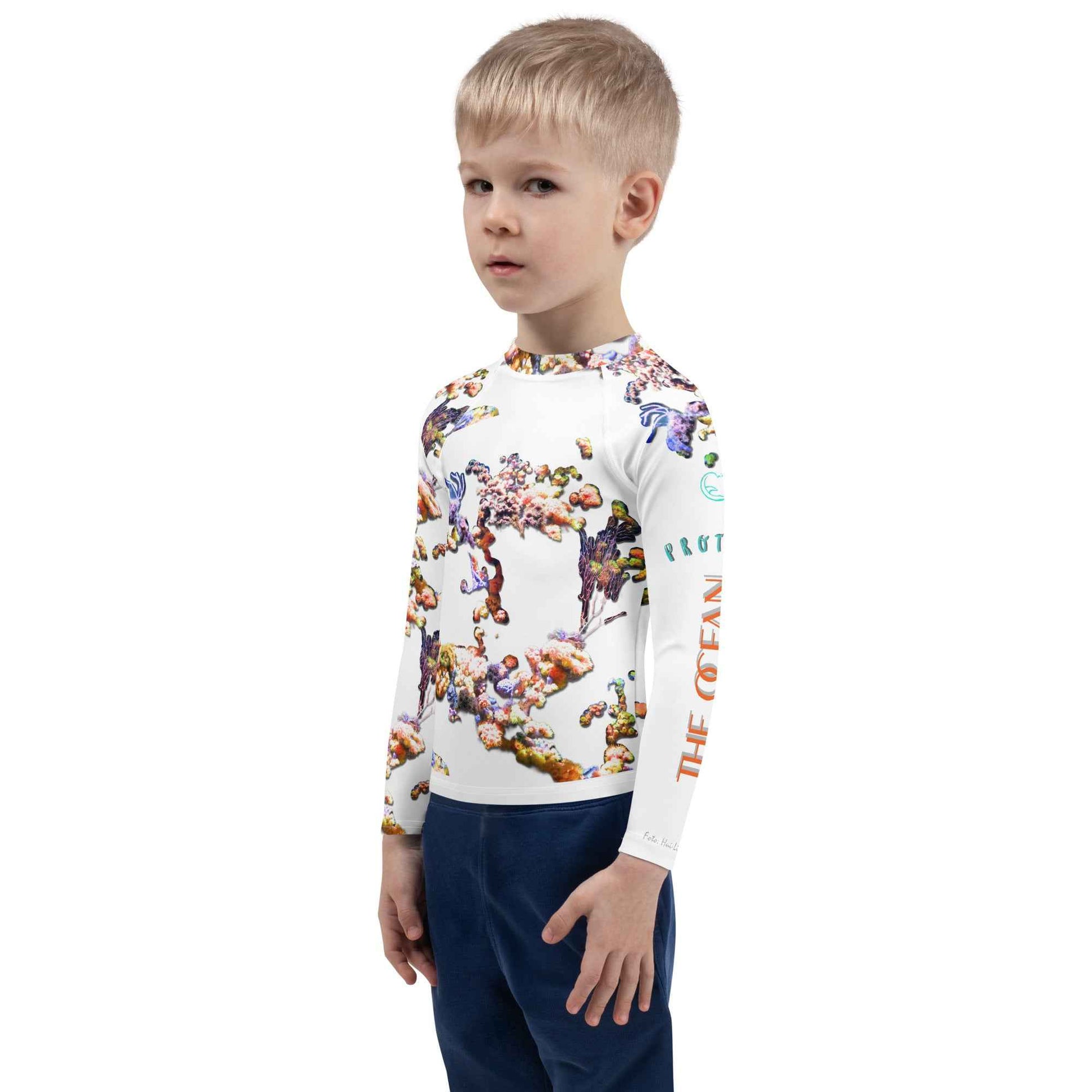 Kids Rash Guard UV Protect The Sea White