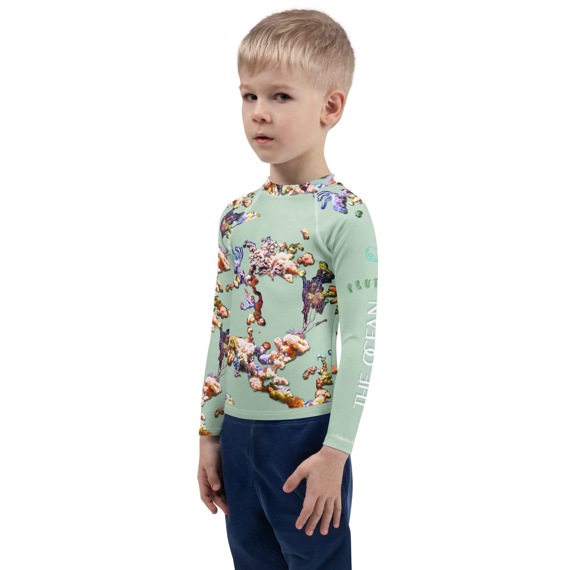 Kids Rash Guard UV Protect The Ocean Olive