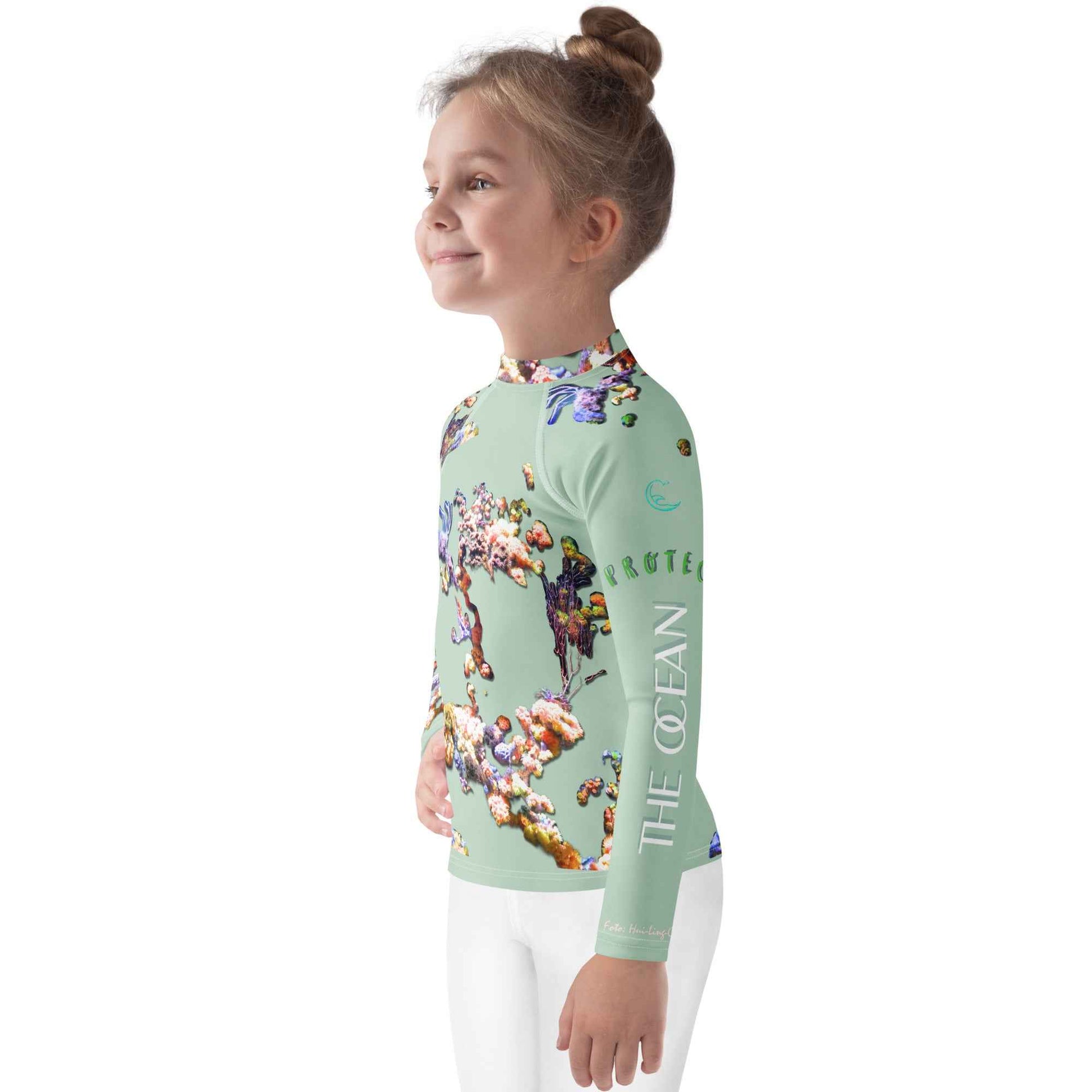 Kids Rash Guard UV Protect The Ocean Olive