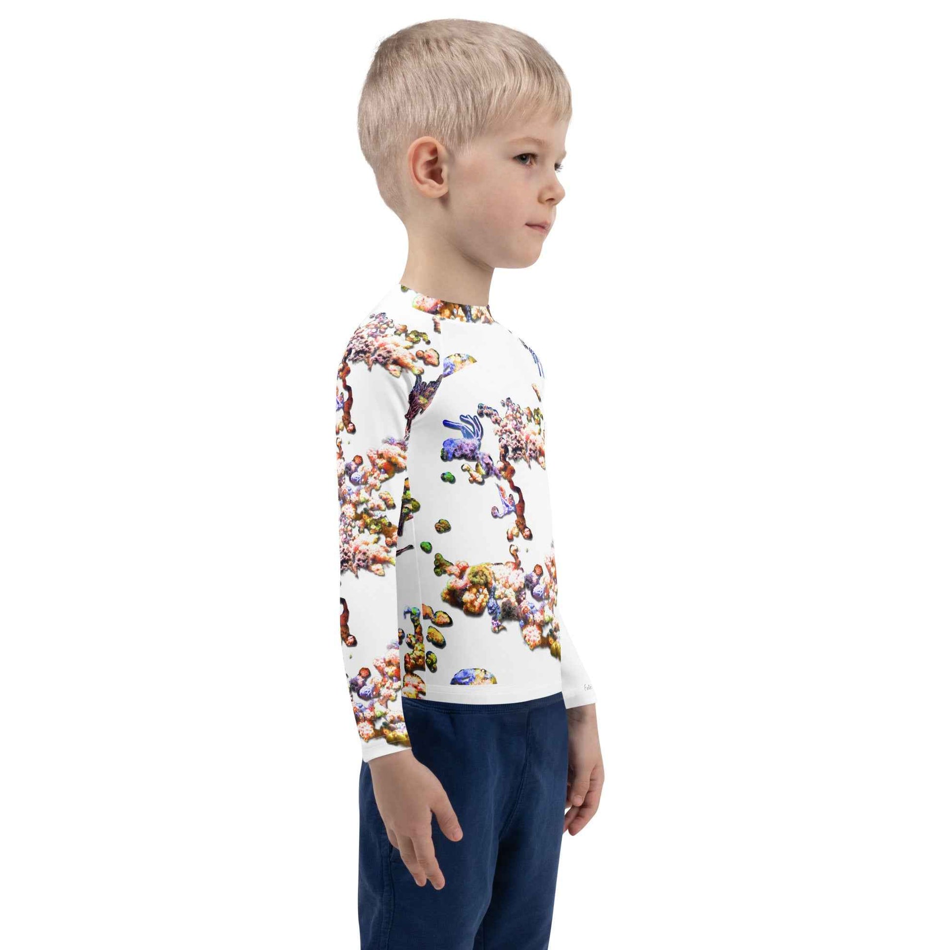 Kids Rash Guard UV Protect The Sea White