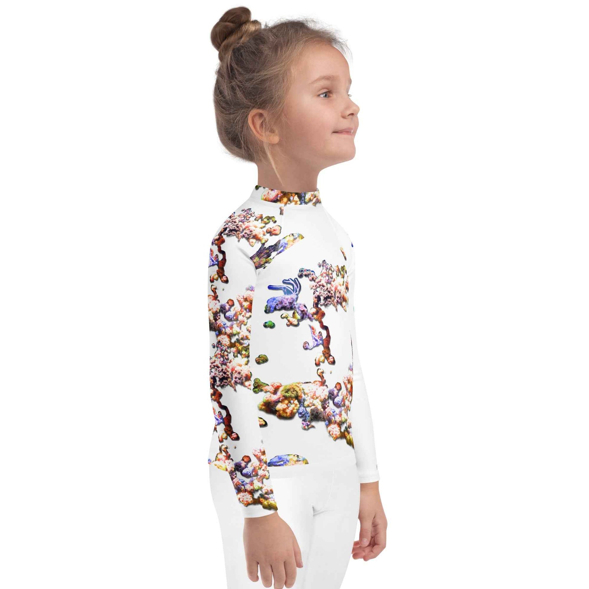 Kids Rash Guard UV Protect The Sea White