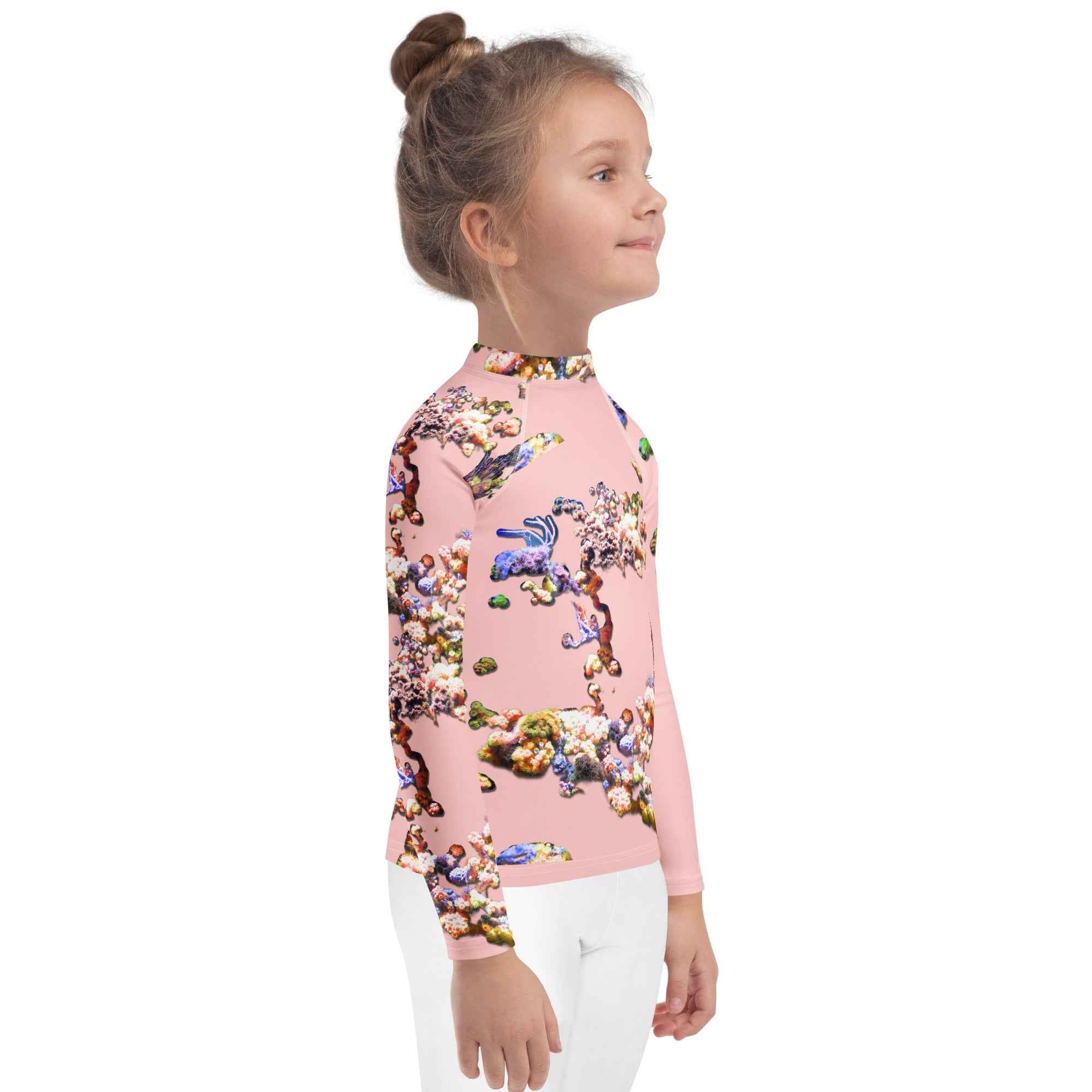 Kids Rash Guard UV Protect The Ocean Pink